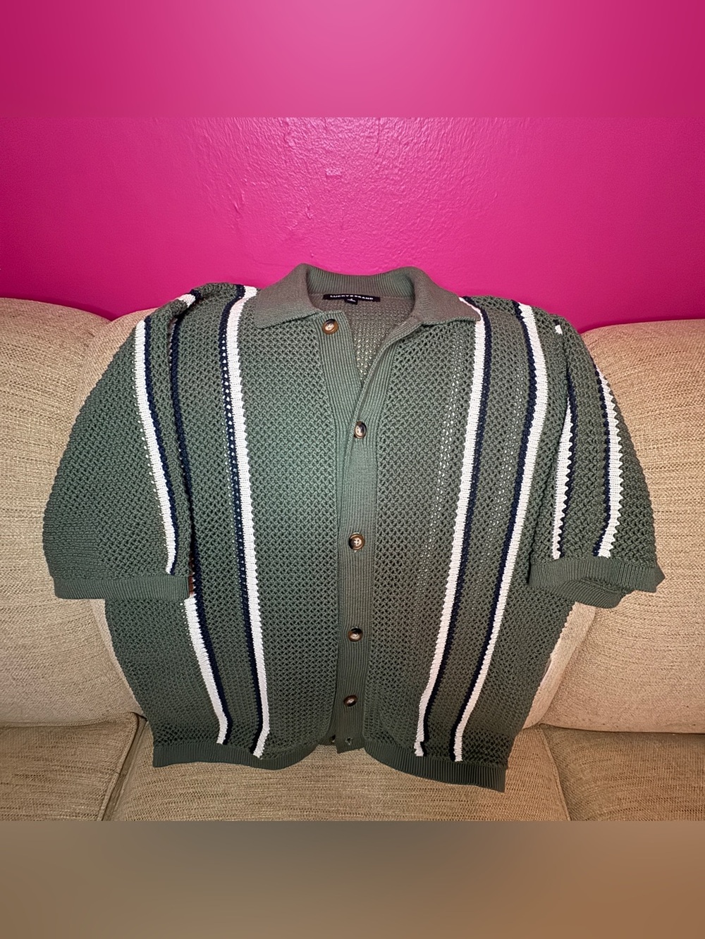 NWOT Lucky Brand Stripe Button Front Sweater - Picture 12 of 16